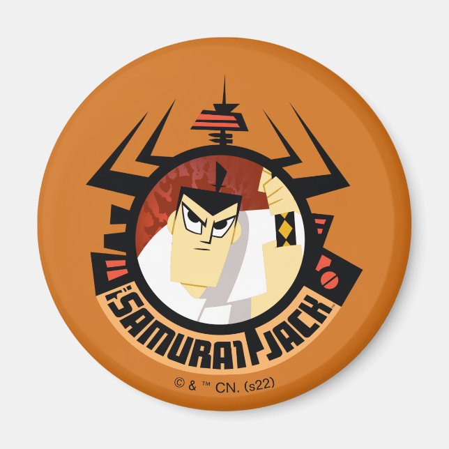 Imán Samurai Jack En El Marco Futurista De Aku (Frente)