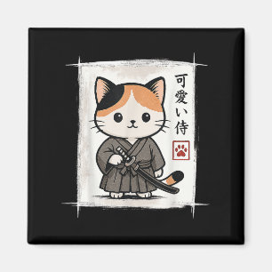 Imán Samurai Kitten Japonés Anime Kawaii Funny Cat Homb