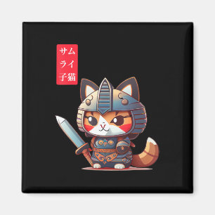 Imán Samurai Kitten Kawaii Arte Japonés para Anime Love