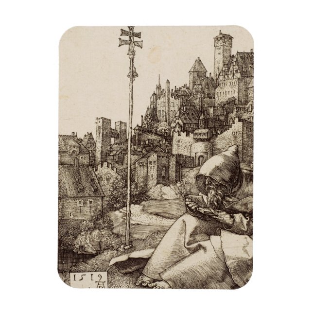 Imán San Antonio leyendo por Albrecht Durer (Vertical)