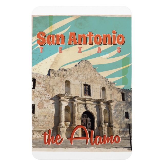 Imán San Antonio, Texas, el afiche de viaje del Álamo (Vertical)