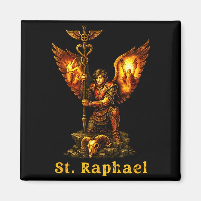 Imán San Arcángel Rafael Arte Cristiano Fe  (Frente)