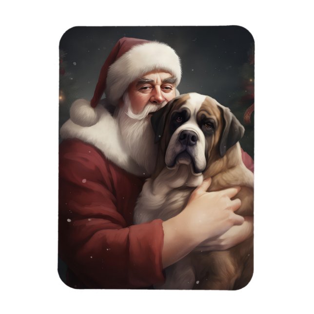 Imán San Bernardo con Santa Claus Navideño (Vertical)