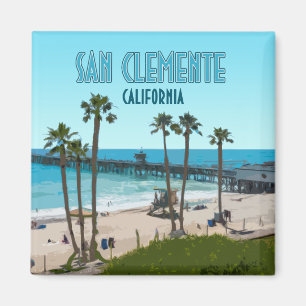 Imán San Clemente Pier Beach California Vintage