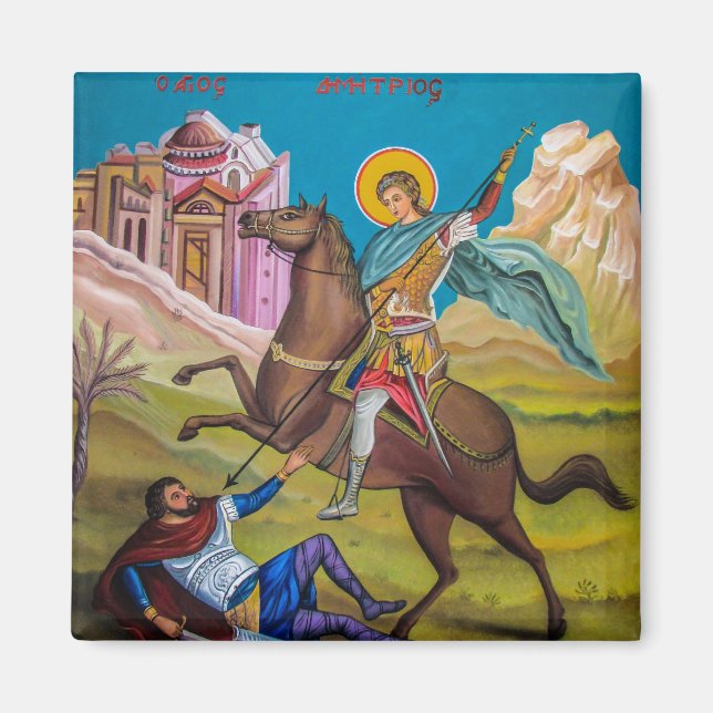 Imán San Demetrio del Ícono ortodoxo de Tesalónica (Frente)