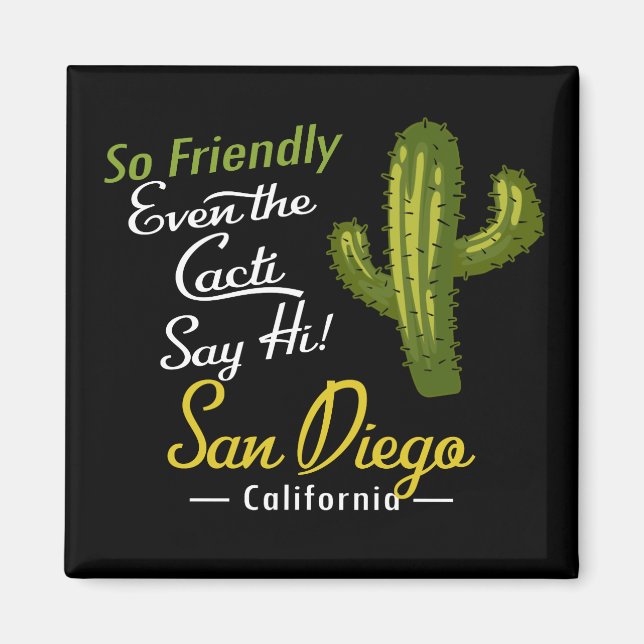 Imán San Diego Cactus Funny Retro (Frente)