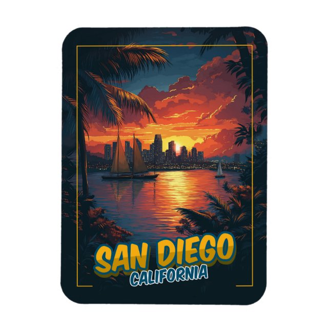 Imán San Diego, California - Estilo de época (Vertical)