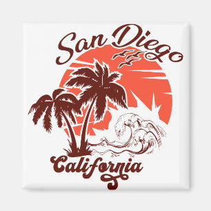 Imán San Diego California Sunset Palm Trees Souvenirs