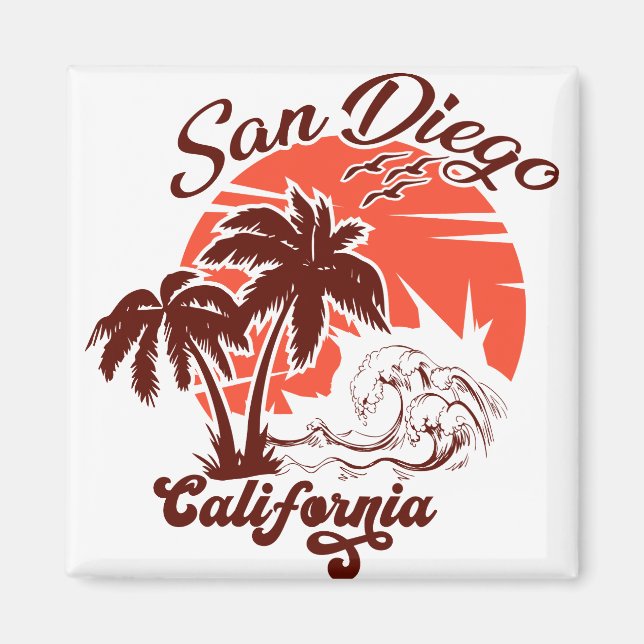 Imán San Diego California Sunset Palm Trees Souvenirs (Frente)