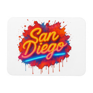 Imán San Diego Neon Street Art - Colorido guión retro