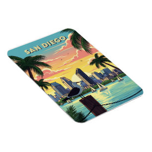 Imán San Diego, perfil de California con gaviota