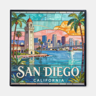 Imán San Diego Vidriera Paisaje Costero 🌴
