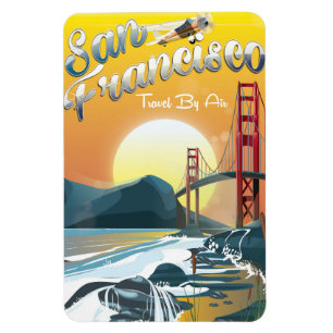 Imán San Francisco "Viajando por aire" Atardecer dorado