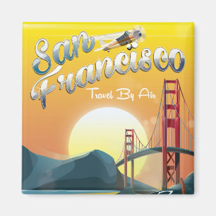 Imán San Francisco "Viajando por aire" Atardecer dorado