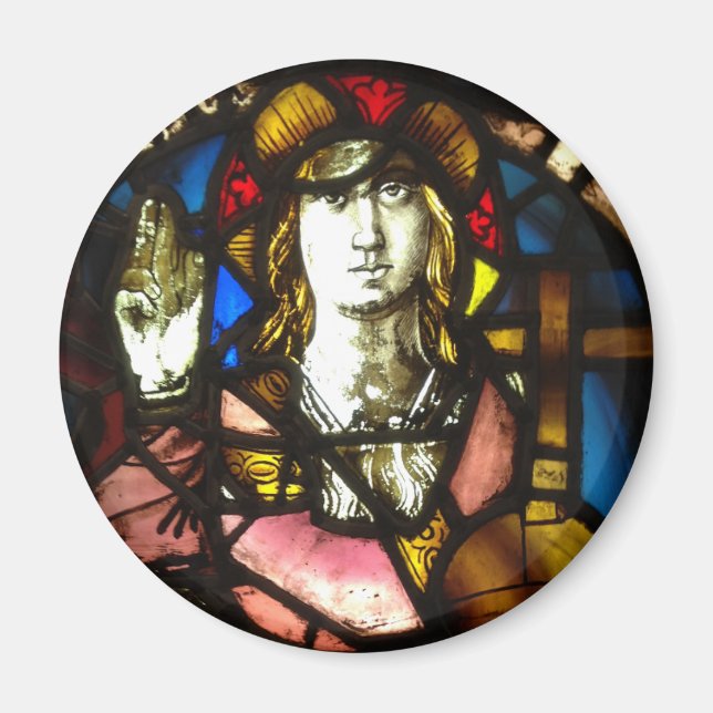 Imán San Jorge la capa del dragón en vidrio manchado (Frente)