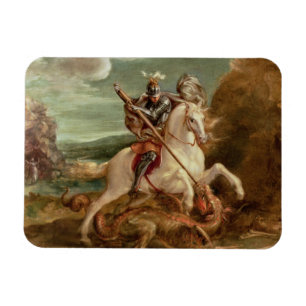 Imán San Jorge que mata el dragón, (aceite en el panel