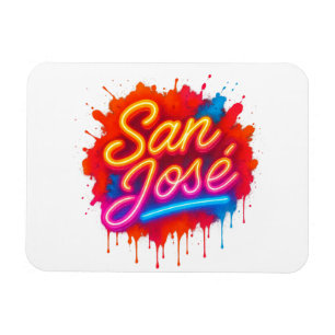 Imán San José Retro Neon Script Street Art Splash