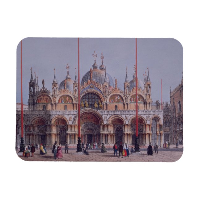 Imán San Marco, Venecia, grabado por Brizeghel (litho) (Horizontal)