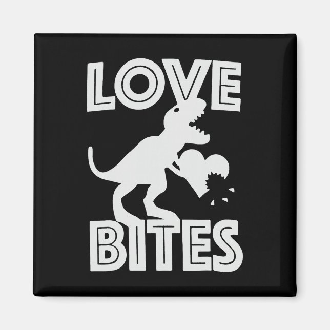 Imán San Valentín de Dinosaurio Mordiscos de Amor  (Frente)