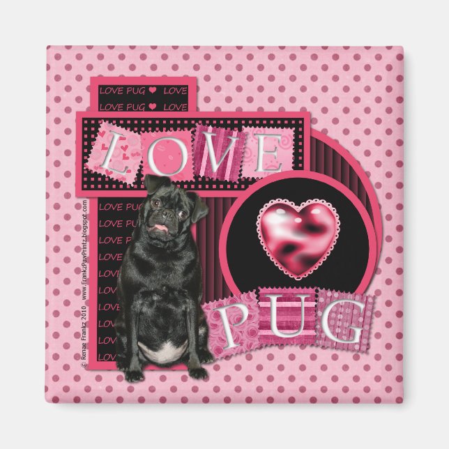 Imán San Valentín - Love Pug - Pug - Ruffy (Frente)