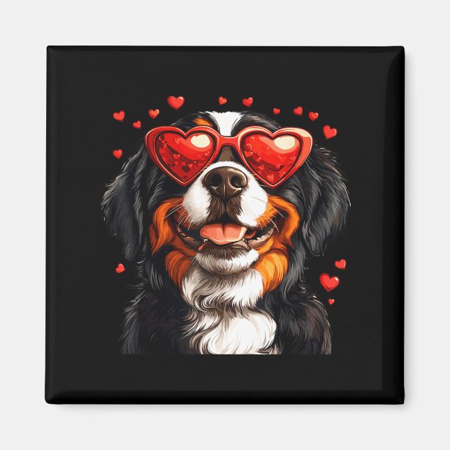 Imán San Valentín para amantes de perros Berneses de mo (Frente)