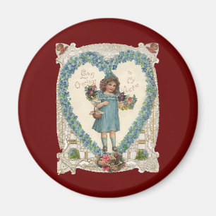 Imán San Valentín Victoriano Vintage, Corona de Corazon