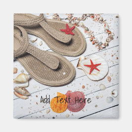 Imán Sandalias, Seashells y Starfish en la playa