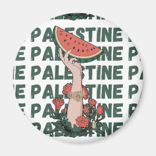 Imán sandía, flores y texto palestino Repetir