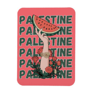 Imán sandía, flores y texto palestino Repetir
