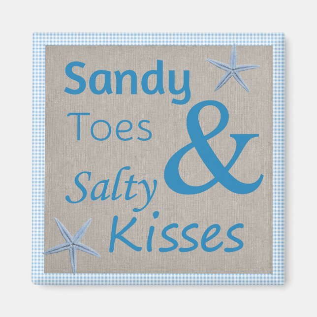 Imán Sandy Toes and Salty Kisses Beach Life Cita (Frente)