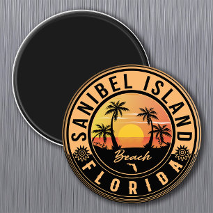 Imán Sanibel Island Florida Souvenirs Retro Sunset