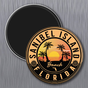 Imán Sanibel Island Florida Souvenirs Retro Sunset