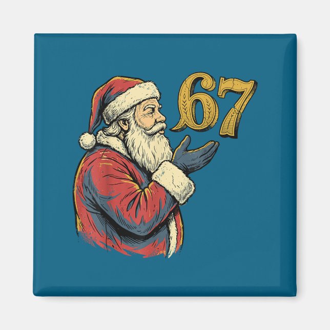 Imán Santa 67 Número Divertido Meme de Navidad Se  (Frente)