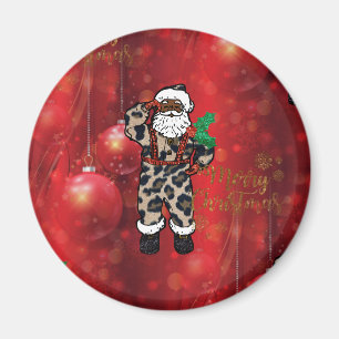 Imán santa african leopard claus red
