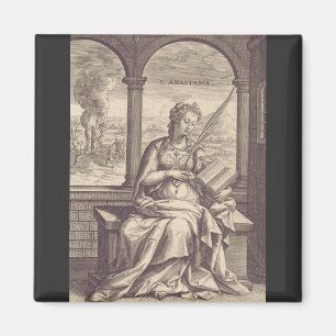 Imán Santa Anastasia la Libertadora Arte en Blanco y Ne