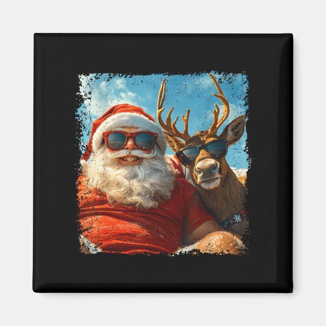 Imán Santa And Reindeer Selfie Funny Christmas Vacation (Frente)