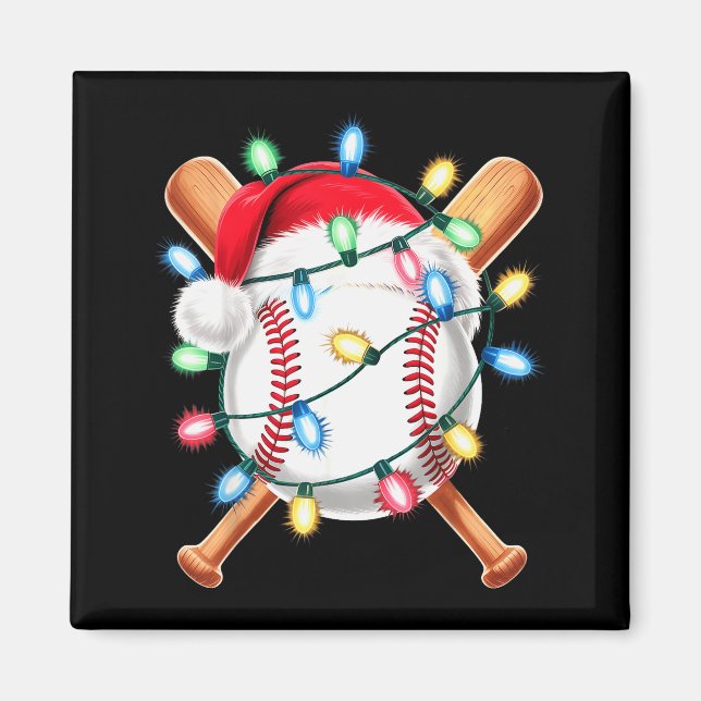 Imán Santa Baseball Player Santa Hat Men Boys Christmas (Frente)