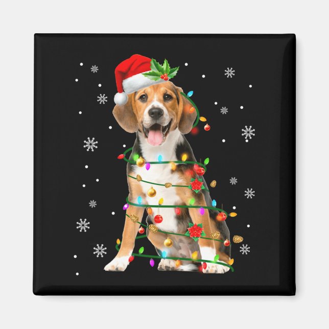 Imán Santa Beagle Christmas Lights Xmas Dog Lover Men W (Frente)
