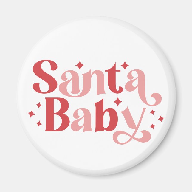 Imán Santa Bebé - Navidades retro Tipografía (Frente)
