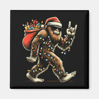 Imán Santa Bigfoot Christmas Lights Funny Sasquatch