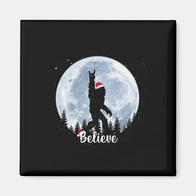 Imán Santa Bigfoot Navidad Rock Roll Sasquatch Cree (Frente)
