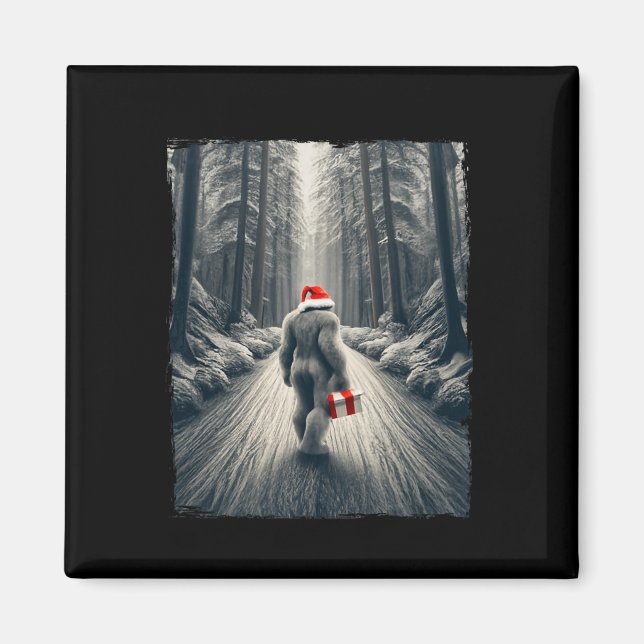 Imán Santa Bigfoot Navidad Sasquatch Cree  (Frente)