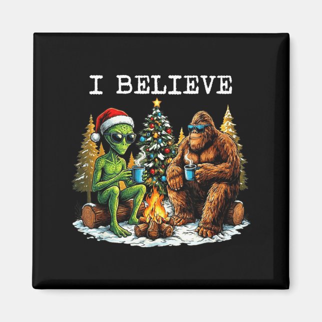 Imán Santa Bigfoot y Alien Ufo Paranormal Criptido Navi (Frente)