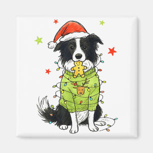 Imán Santa Border Collie Navidad Border Collie Perro Mo