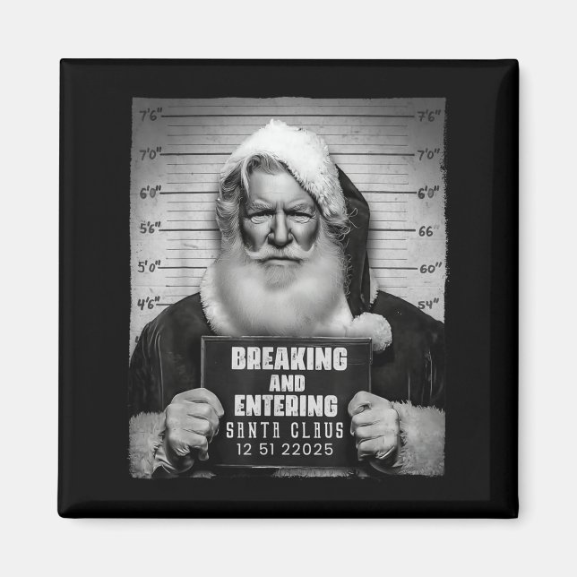 Imán Santa Breaking Entering Mugshot Funny Christmas Ho (Frente)