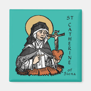 Imán Santa Catalina de Siena con Corazón con Crucifijo