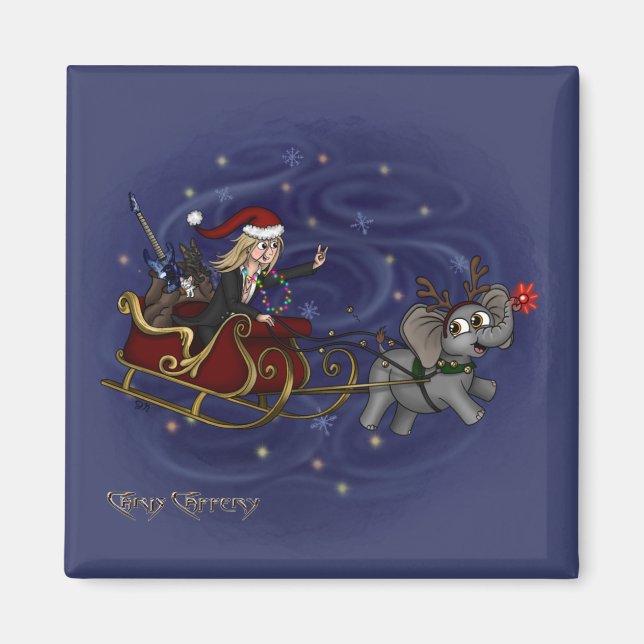 Imán Santa Chris y Wilbur Sleigh Ride Magnet (Frente)