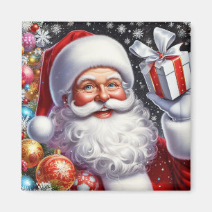 Imán Santa clásico con regalo y adornos