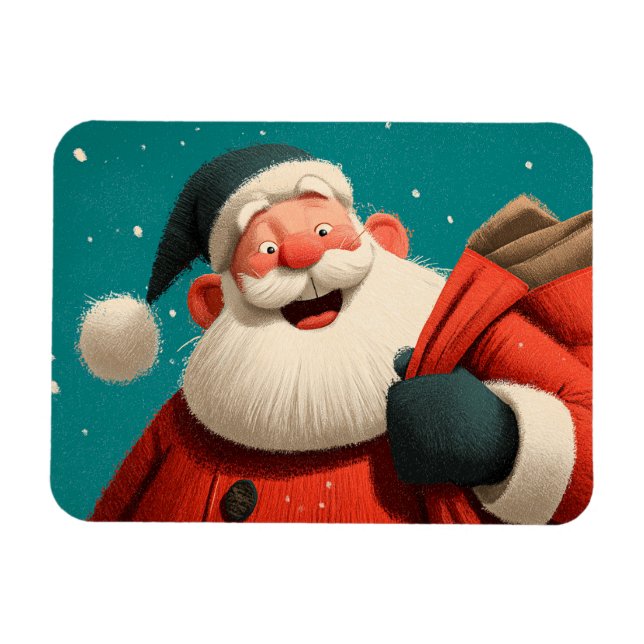 Imán Santa Claus Carrying a Gift Sack (Horizontal)