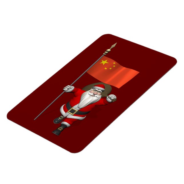 Imán Santa Claus Con Bandera De China (Lado Izquierdo)
